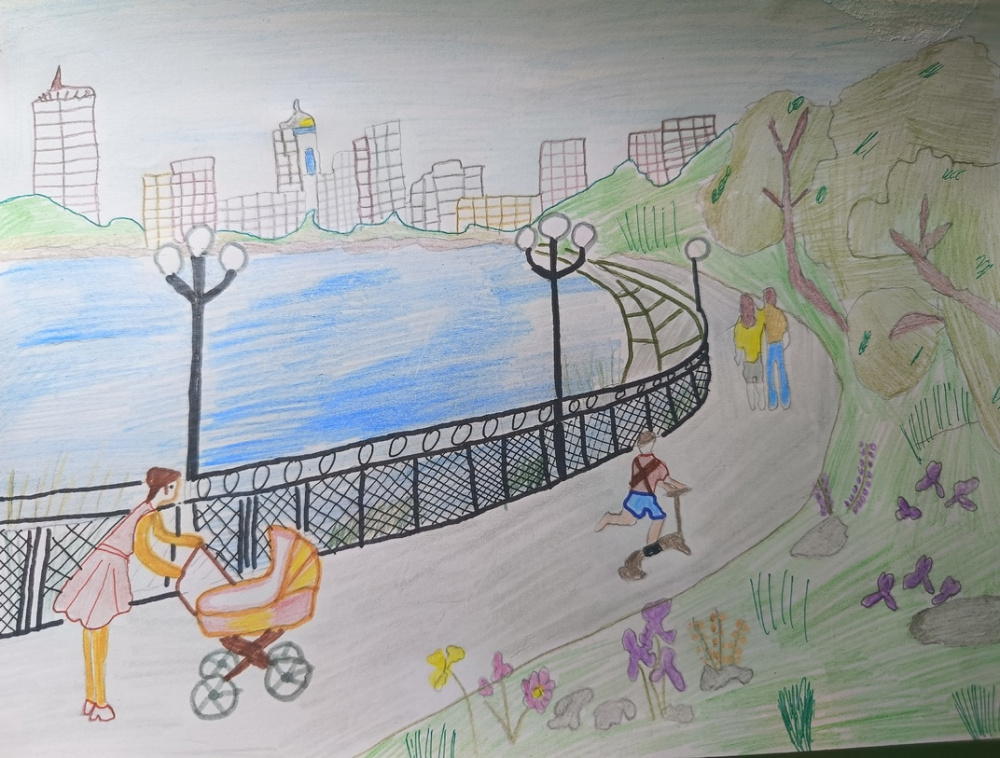 река Кальмиус в  Донецк летом.