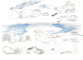 На берегу Охотского моря зимой