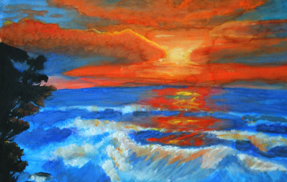 Отражение заката на воде