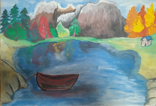 Горное озеро осенью