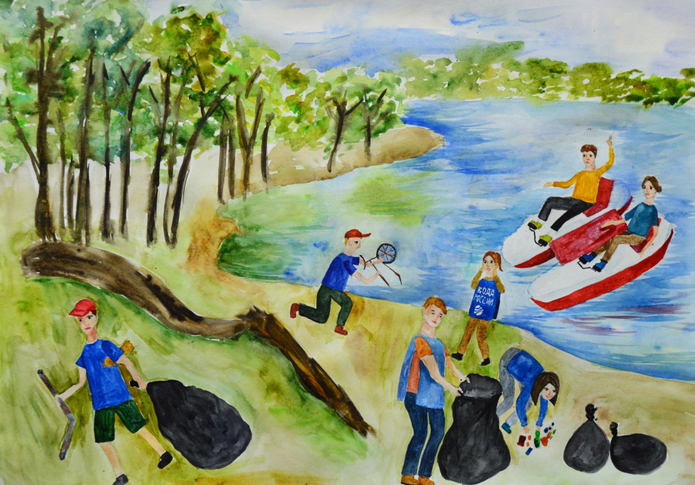 Волонтеры чистят от мусора берег