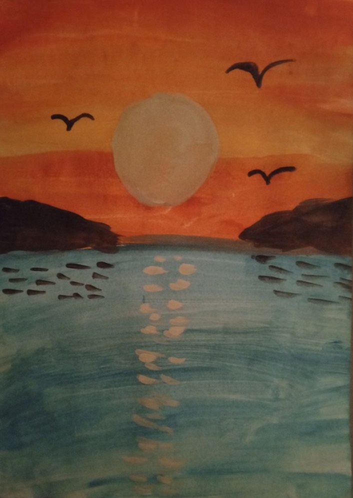 "Закат на озере"