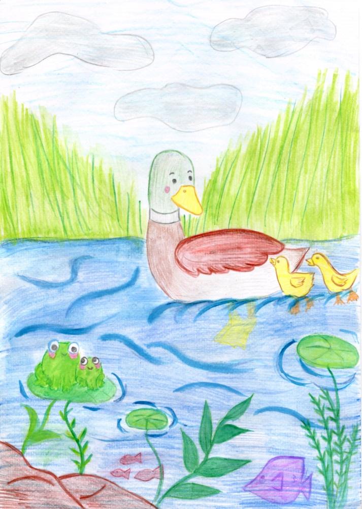 Утки на пруду 