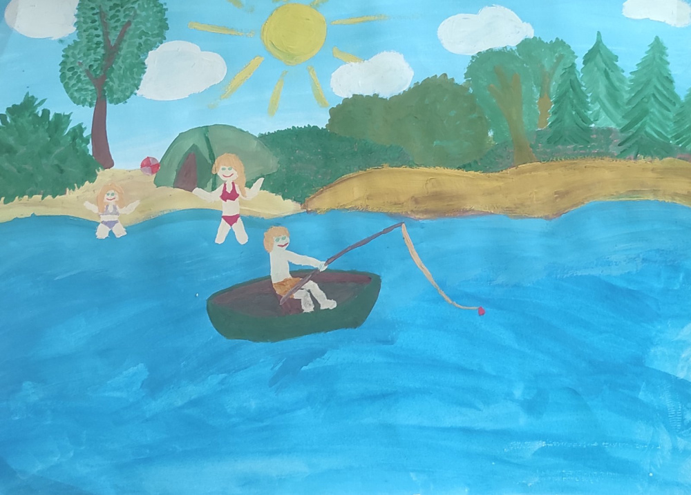 Отдых с семьей на речке