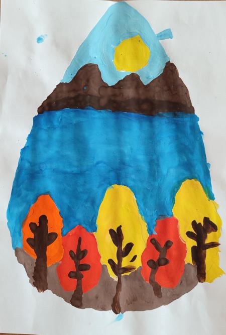 Осень золотая у горной реки