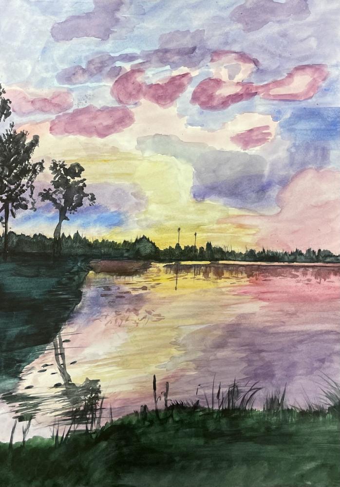 Вечер на озере Шапшозеро (Карелия)