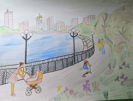 река Кальмиус в  Донецк летом.