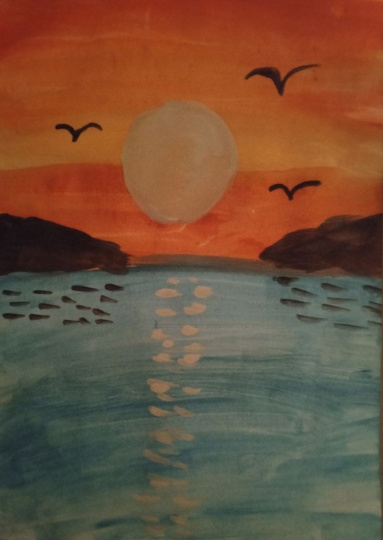 "Закат на озере"