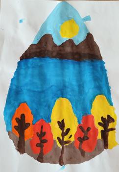 Осень золотая у горной реки