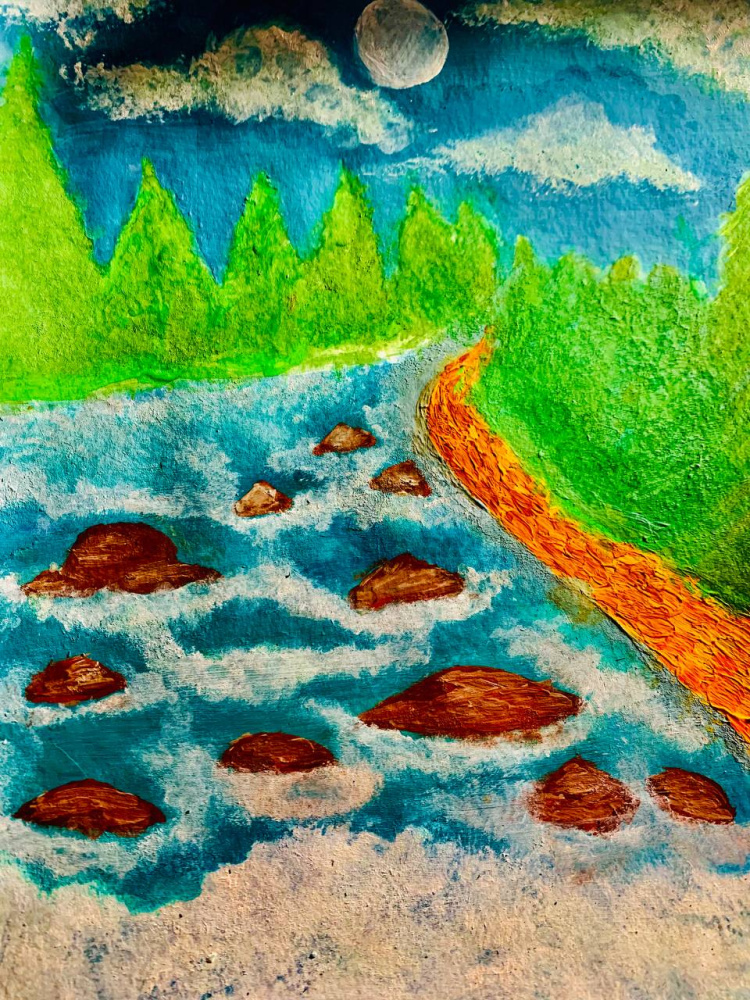 Летний ручеёк реки Белой (Республика Адыгея)