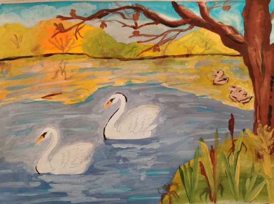 "Лебеди на осеннем озере".