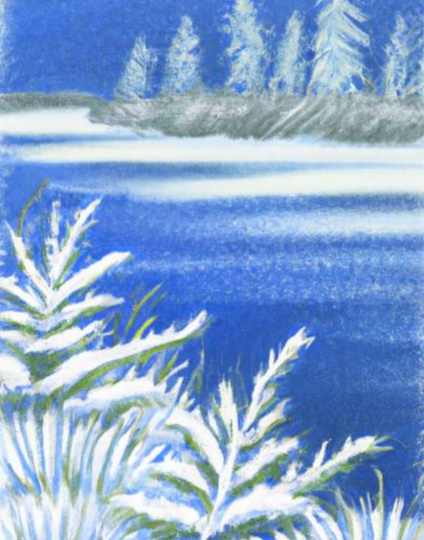 Водоём зимой 