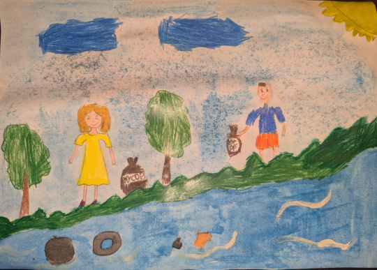 Сбор мусора на реке