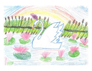 Лебедушка на пруду